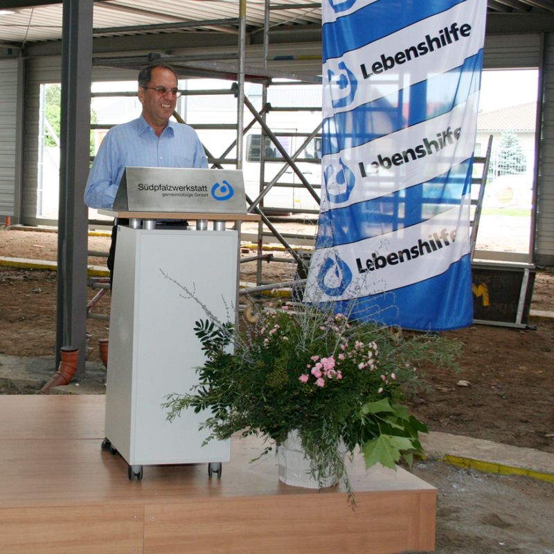 Ansprache von Georg Rothöhler während der Sanierung der Werke Offenbach 1 und Offenbach 2