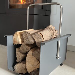 Feuerholzkorb mit Edelstahlgriff