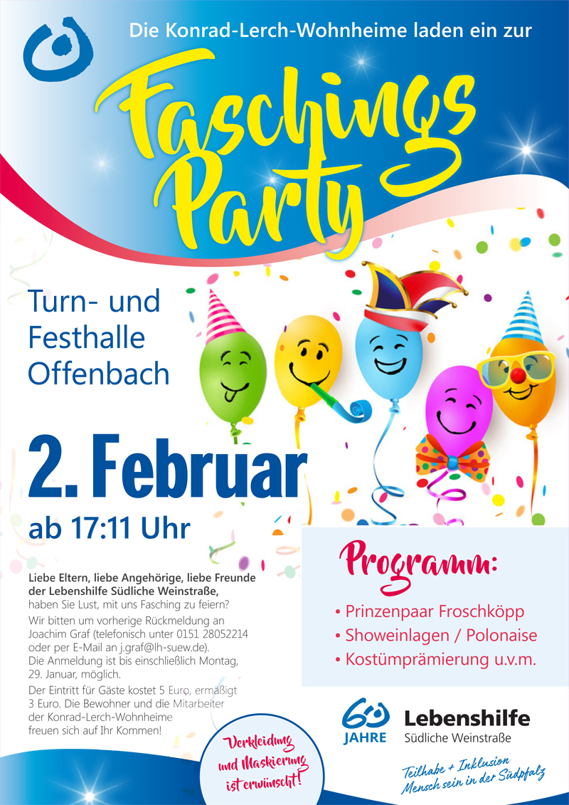 Plakat KLW-Faschingsparty 2024